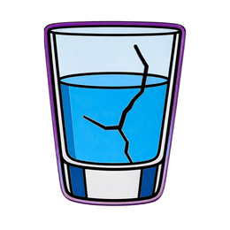 Enamel pin, cracked glass half full